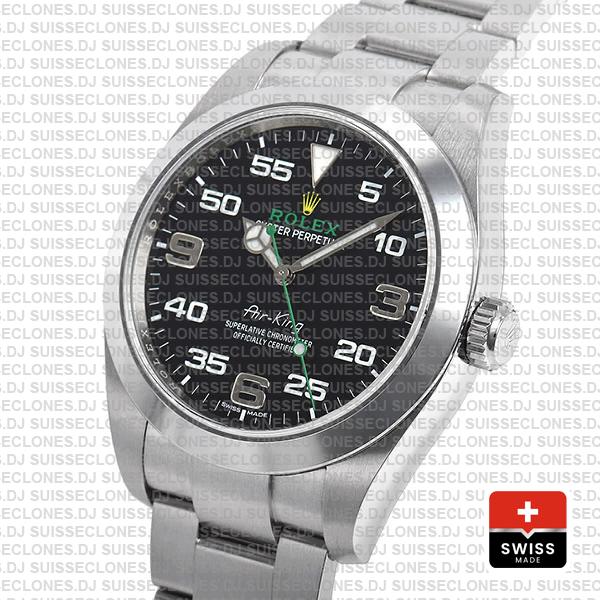 Rolex Air-king 40mm Ref: 116900 Black Dial 904l Steel Swiss Replica Superclone Watch