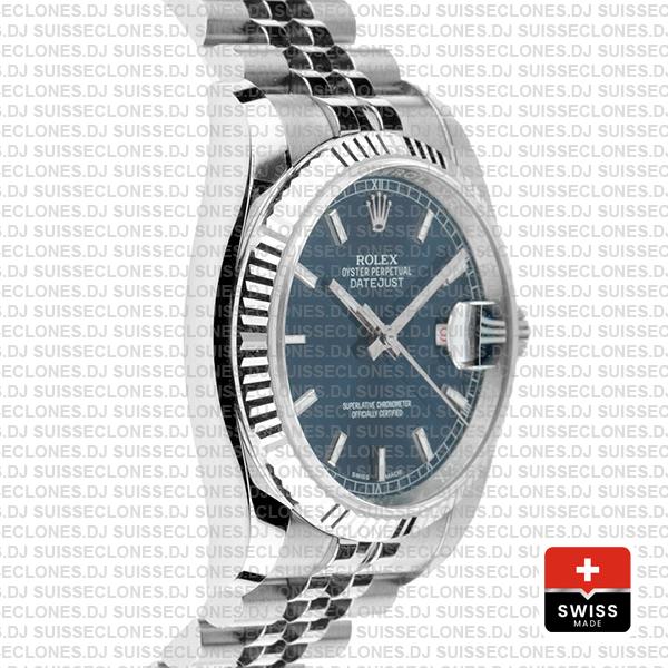Rolex Datejust 36, 18k White Gold Blue Dial with 904L Steel Fluted Bezel & Jubilee Bracelet
