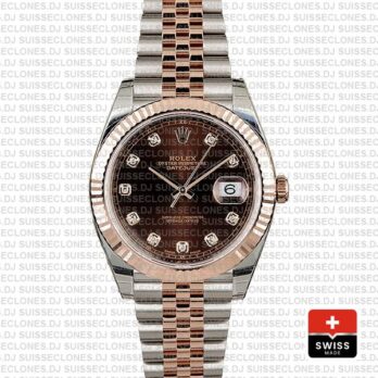 Rolex Datejust Chocolate Diamond Dial Jubilee Two-Tone Rolex Replica Watch