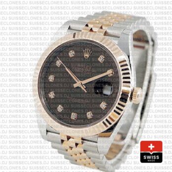 Rolex Datejust 41 Jubilee Bracelet Two-Tone 18k Rose Gold 904L Steel Fluted Bezel Chocolate Dial