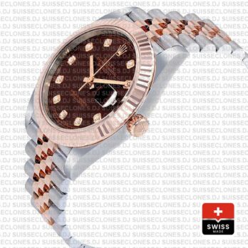 Rolex Datejust 41 Jubilee Bracelet Two-Tone 18k Rose Gold 904L Steel Fluted Bezel Chocolate Dial Diamond Markers