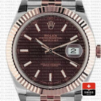 Rolex Datejust 41 Chocolate Sticks Dial Jubilee Rolex Replica Watch