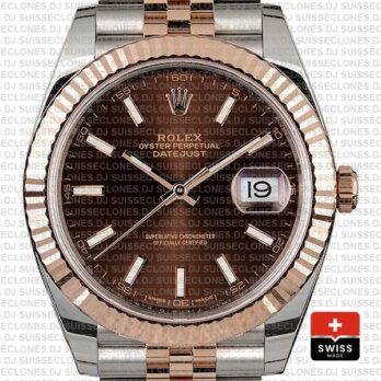 Rolex Datejust 41 Chocolate Sticks Dial Jubilee Bracelet Replica