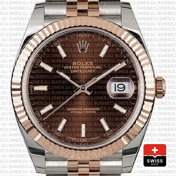 Rolex Datejust 41 Chocolate Sticks Dial Jubilee Bracelet Replica