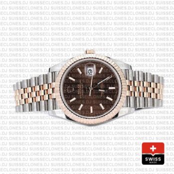 Rolex Datejust Two-Tone 18k Rose Gold Fluted Bezel Chocolate Dial with Jubilee Bracelet