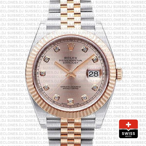 Rolex Datejust 41 Pink Dial Diamonds Jubilee Replica Watch