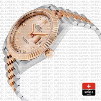 Rolex Datejust 41 Pink Dial Diamonds Jubilee Swiss Replica Watch