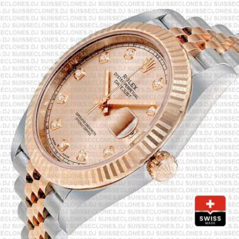 Rolex Datejust 41 Pink Dial Diamonds Jubilee Replica