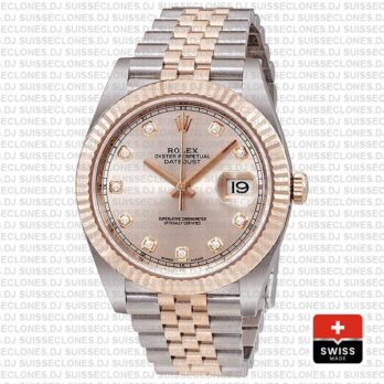 Rolex Datejust 41 Pink Dial Diamonds Jubilee Bracelet Replica