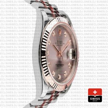 Rolex Datejust 41 Pink Dial Diamonds Jubilee Bracelet