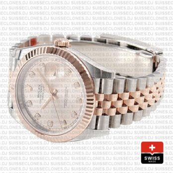 Rolex Datejust Jubilee Bracelet Two-Tone 18k Rose Gold Fluted Bezel Pink Diamond Dial