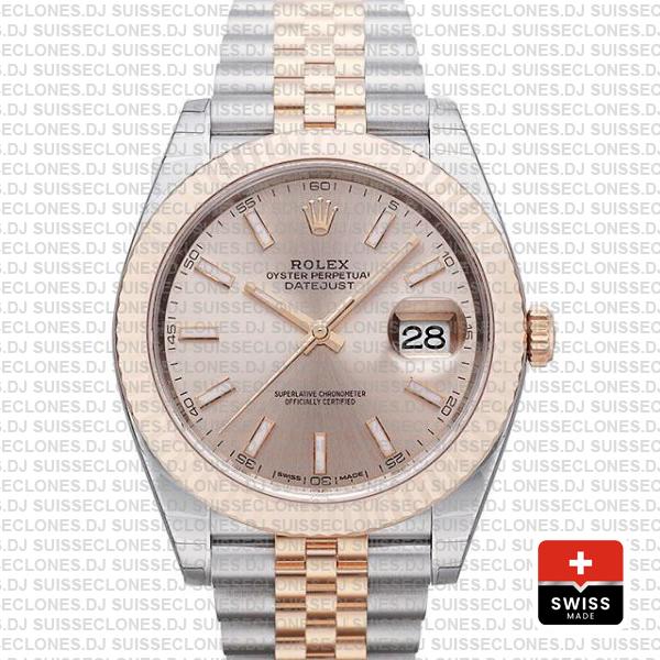 Rolex Datejust 41 Two-Tone Rose Gold Pink Dial Jubilee Watch