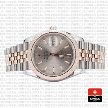 Rolex Datejust Two-Tone 18k Rose Gold 904L Steel Fluted Bezel