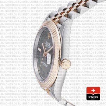 Rolex Datejust 41 Two-Tone 18k Rose Gold, Fluted Bezel Slate Grey Roman Dial