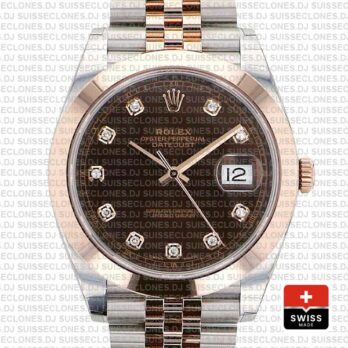 Rolex Datejust Jubilee Chocolate Dial Diamonds Swiss Replica Watch