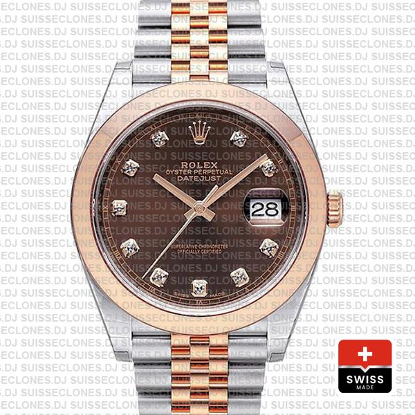 Rolex Datejust Jubilee Chocolate Dial Diamonds Replica Watch