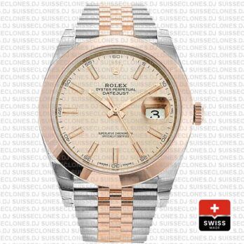 Rolex Datejust 41 Two-Tone 18k Rose Gold, 904L Steel Smooth Bezel Pink Dial
