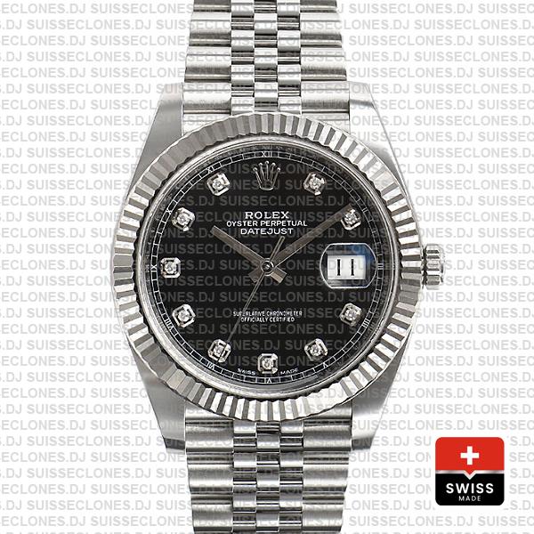 Rolex Datejust 41 Black Diamond Dial Jubilee Replica