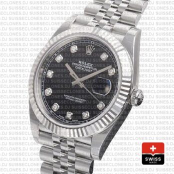 Rolex Datejust 41 Black Diamond Dial Jubilee Replica Watch