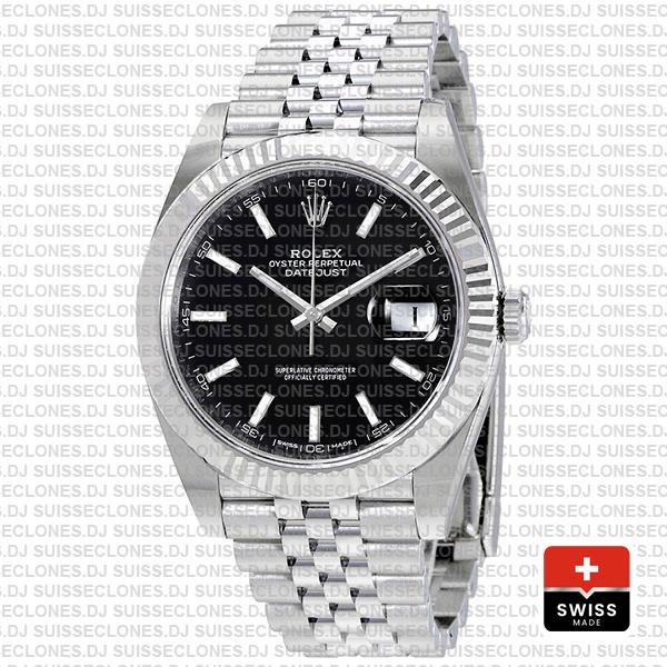 Rolex Datejust 41 Black Dial Stainless Steel Jubilee Replica