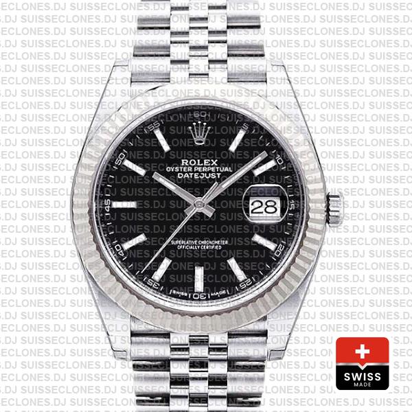 Rolex Datejust 41 Black Dial Stainless Steel Jubilee Replica