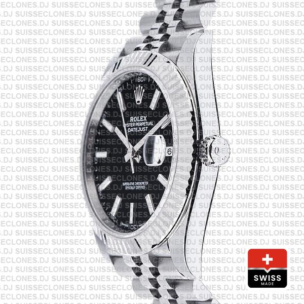 Rolex Datejust 41 Black Dial Stainless Steel Jubilee Swiss Replica Watch