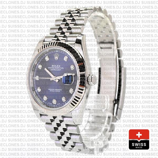 Rolex Datejust 41 Blue Diamond Dial Jubilee Fluted Bezel Swiss Replica