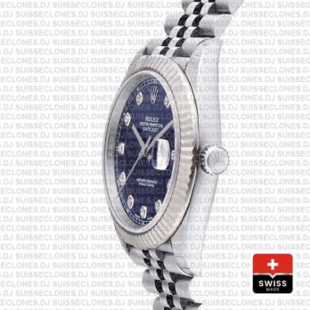 Rolex Datejust 41 Blue Diamond Dial Jubilee Fluted Bezel Replica Watch