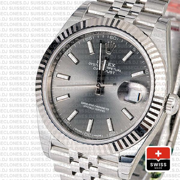 Rolex Datejust 41mm Grey Dial Steel Jubilee Bracelet