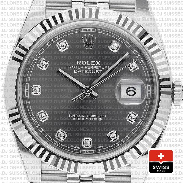 Rolex Datejust 41mm Grey Diamond Dial Jubilee Replica