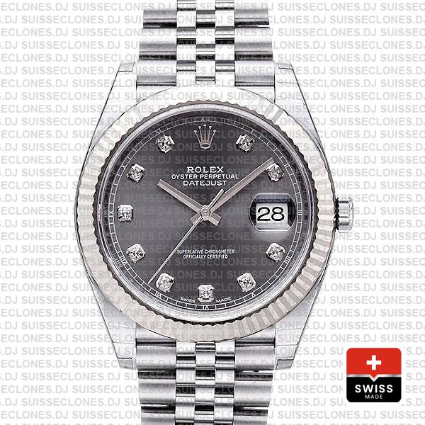 Rolex Datejust 41mm Grey Diamond Dial Jubilee Replica Watch