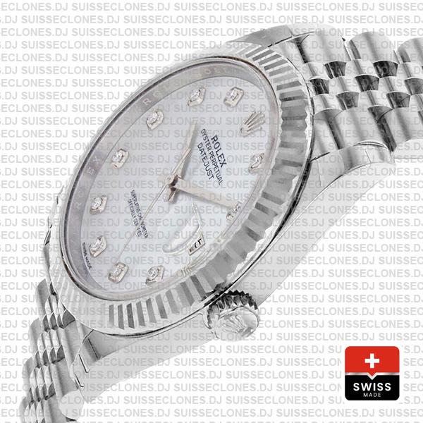 Rolex Datejust 41mm White Diamond Dial Jubilee