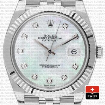 Rolex Datejust 41mm White Diamond Dial Jubilee Replica Watch