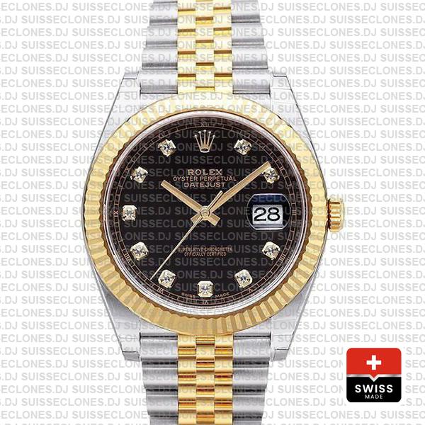 Rolex Datejust 41 Black Dial Diamonds | Rolex Replica Watch