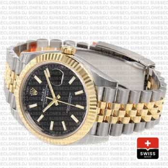 Rolex Datejust Jubilee Bracelet Two-Tone 18k Yellow Gold 904L Stainless Steel Fluted Bezel Black Dial 41mm