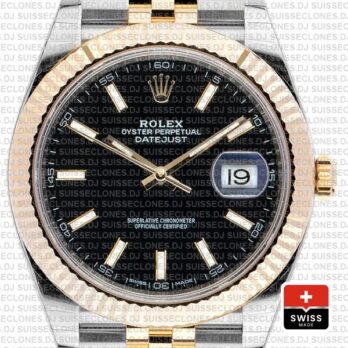 Rolex Datejust 41mm Black Dial Jubilee Bracelet Swiss Replica