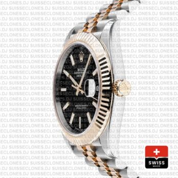 Rolex Datejust 41mm Black Dial Jubilee Bracelet Replica Watch