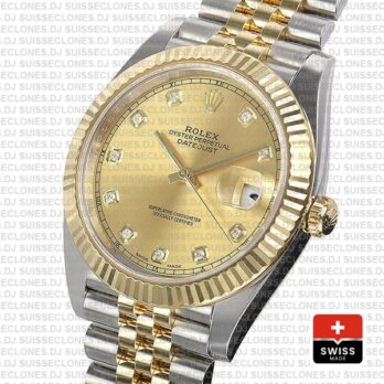 Rolex Datejust 41 Two-Tone Gold Dial Diamonds Jubilee Bracelet