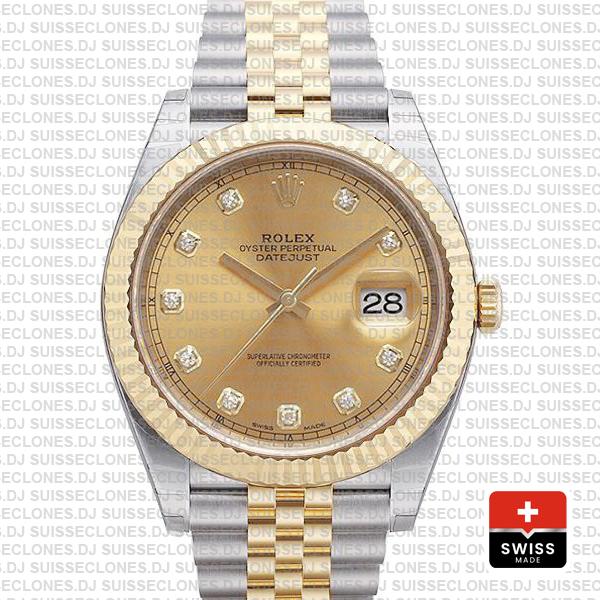 Rolex Datejust 41 Two-Tone Gold Dial Diamonds Jubilee Watch