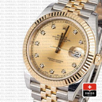 Rolex Datejust 41 Two-Tone Gold Dial Diamonds Jubilee Replica Watch
