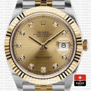 Rolex Datejust 41 Two-Tone Gold Dial Diamonds Jubilee Replica