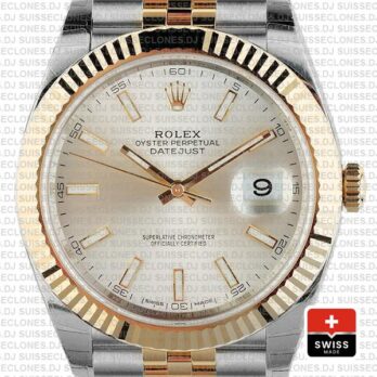 Rolex Datejust 41 Two-Tone Silver Dial Jubilee Replica Watch