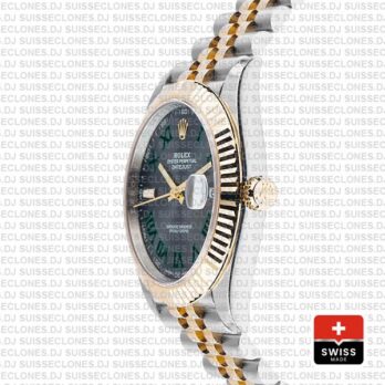 Rolex Datejust 41 Jubilee 2 Tone 18k Yellow Gold Flutted Bezel Slate Grey Dial Roman Markers 126333 Swiss Replica