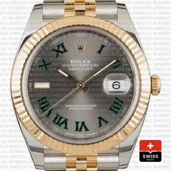 Rolex Datejust Two-Tone Jubilee Grey Dial Roman Replica Watch