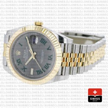 Rolex Datejust 41 Jubilee Two-Tone 18k Yellow Gold Green Roman Dial Stainless Steel