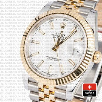 Rolex Oyster Perpetual Datejust 41 Jubilee Two-Tone 18k Yellow Gold Steel Fluted Bezel White Dial