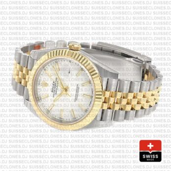 Rolex Datejust Two-Tone White Dial Fluted Bezel Replica