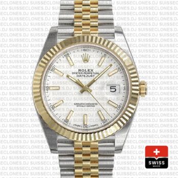 Rolex Datejust Two-Tone White Dial Fluted Bezel Rolex Replica