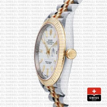 Rolex Datejust Two-Tone White Dial Fluted Bezel Rolex Replica Watch