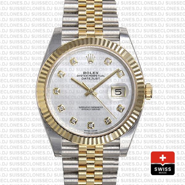 Rolex Datejust 41 Two-Tone White Dial Diamonds Jubilee Watch